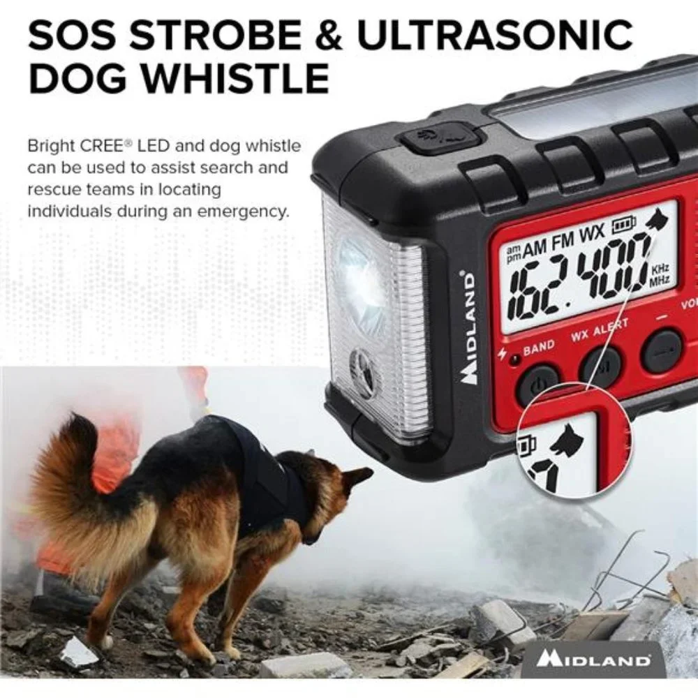 Emergency Crank Weather AM/FM Radio - Multiple Power Sources, SOS Emergency - Picture 5 of 6